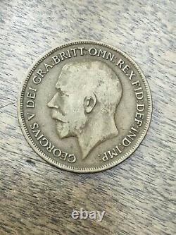 1919 H Grande-bretagne- George V One Penny Bronze Coin- Km# 810 Rare