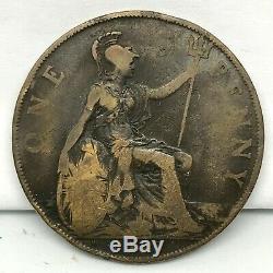 1919 H Great George V Un Bretagne- Penny Bronze Coin- Km # 810 Rare