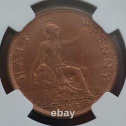 1929 Grande-Bretagne Demi-Penny Évalué par le NGC comme MS 65 RB