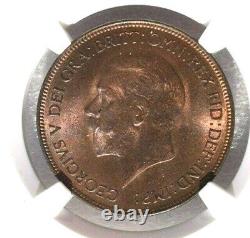 1930 Grande-bretagne 1 Penny, Ngc Ms 65 Rb