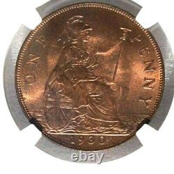 1930 Grande-bretagne 1 Penny, Ngc Ms 65 Rb