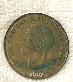 1936 One Penny Grande-bretagne Royaume-uni Bronze Coin