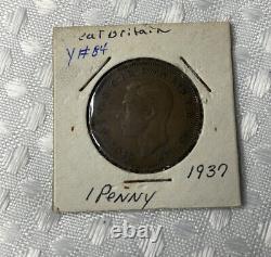 1937 Grande-bretagne One Penny George VI Bronze World Coin Rare Y#84