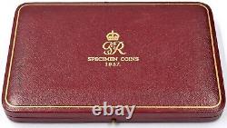 1937 Specimen Coin Set Étui En Cuir Roi George VI Crown Half Penny Maundy (d)