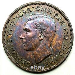 1940 Grande-bretagne 1 Penny Bronze Ch Bu Proof Coin Km# 845 Avec Une Tonification Étonnante