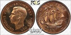 1951 Grande-bretagne Demi-penny Pcgs Proof 64red Amazing Coin