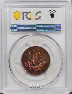 1953 Grande-Bretagne 1/2 Penny PCGS Super Rare (NSFW) Forme Tachetée