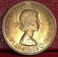 1964 Grande-bretagne Reine Elizabeth II Bronze Penny Coin Km# 897