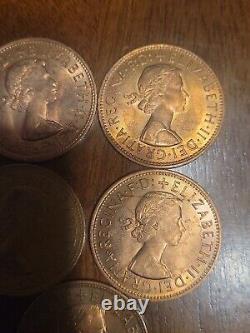 1964 Grande-bretagne Reine Elizabeth II Bronze Penny Coin One Cent