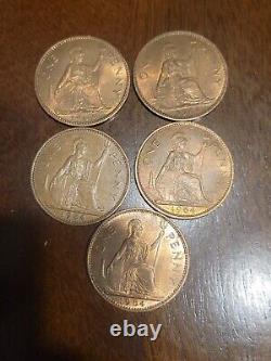 1964 Grande-bretagne Reine Elizabeth II Bronze Penny Coin One Cent