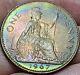 1967 Grande-bretagne / 1 Penny / Monnaie Mondiale Reine Elizabeth / Patine Arc-en-ciel