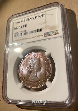 1967 Grande-Bretagne Une Penny NGC MS 64 RB Bronze ! Britannia
