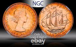 1970 Grande-bretagne 1/2 Penny Pf 68 Rd Ngc Tonned Coin Seulement 5 Grades Plus Élevés