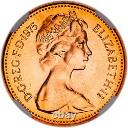 1975 Uk Grande-bretagne 1 Penny Ngc Pf 66 Rd Elizabeth II Finest Connu Dans Le Monde Entier
