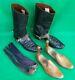 19e Cent' Officiers Victoriennes Mess Mess Boots Spurs & Wooden Shoe Tres + Plume