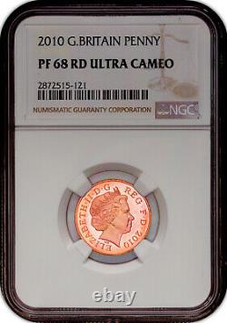 2010 Grande-bretagne 1 Penny Ngc Pf 68 Rd Uc Coin Finest Connu