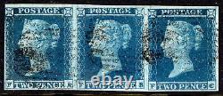 2d Penny Blue Sg14 Assiette 4 Fine Used 4 Margins Letters Fa, Fb, Fc Ivory Head