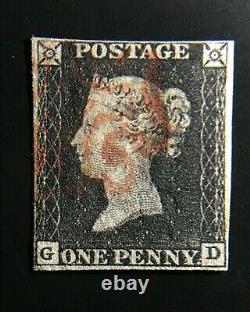 4 X Gran Bretagna 1840 Penny Noir + 3 X Penny Rouge