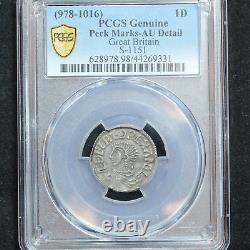 978-1016 Grande-bretagne One Penny Silver Coin S-1151 Aethelred II Pcgs Au Detai