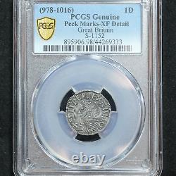 978-1016 Grande-bretagne One Penny Silver Coin S-1152 Aethelred II Pcgs Xf Detai