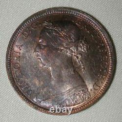 Belle pièce de bronze de 1887, Grande-Bretagne, demi-penny de la Reine Victoria, tonalité agréable, AU++