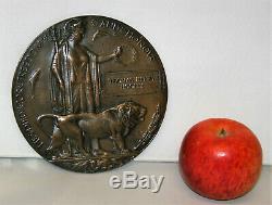 Bronze Original Ww1 Plaque Commémorative Dead Mans Penny Tomas Henry Hooley 1914 1918