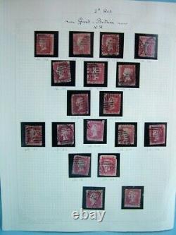 Collection De Timbres-poste Victoriens Penny Red Tous Les Numéros De Plaque Différents