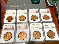 Collection de Pennies de Grande-Bretagne - Années 1900 à 1970, 57 pièces classées NGC/PCGS