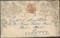 Enveloppe Mulready One Penny Black Plate A150 1840 Avec Croix De Maltrese Rouge Hv3685