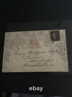 GB One Penny Mulready Enveloppe Utilisée Juillet 1840 Uprated To 2d With Penny Black