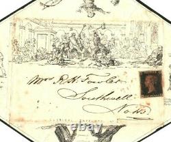GB Penny Black Cover Mulready Caricature 1840 Lesage Clerical Envelope Cert A4g3