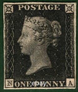 GB Penny Black Qv Stamp Sg. 2 1840 1d Plate 5 (na) Mint VLMM C£12,500+ Cert Gold7