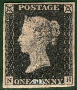 GB Penny Black Qv Stamp Sg. 2 Planche 2 1840 1d (nh) Neuf VLMM Cat £ 12500 + Gred5