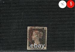 GB Penny Black Qv Timbre Sg. 2 1840 1d Plaque 7 (mj) Rouge Utilisé MX Cat £400- Xred5