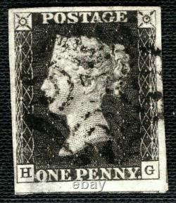 GB Penny Black Qv Timbre Sg. 3 1840 1d Plaque 9 (hg) Lumière Utilisée MX Cat £625+ Xred2