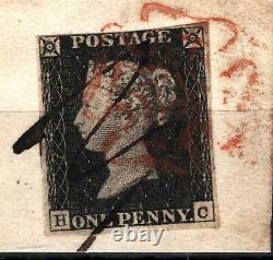 GB Penny Black Sg. 2 Plaque 2 (hc) Pen Cancel Thames Ditton Penny Post Piece Ss437