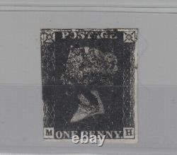 GB Qv 1840 1d Penny Noir Maltese Croix Fine Utilisé Jk5050