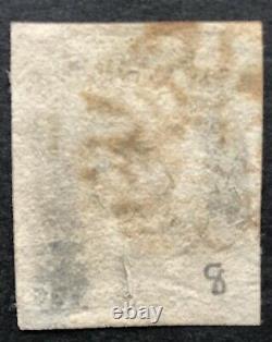 GB Qv 1840 Penny Black Ag Plate 8 Quatre Marges Avec Une Croix De Malte Rouge