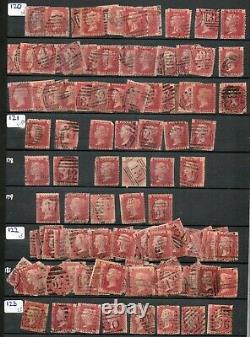 GB Qv 1858 1d Plaques Penny Rouge 1800 + Timbres Dans Les Plaques Stock Livre 71 -223