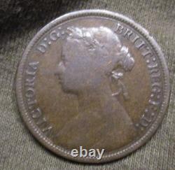 GRANDE-BRETAGNE 1878 1/2 Penny, KM. 754, Très Rare- Petite Date- LIVRAISON GRATUITE AUX ÉTATS-UNIS