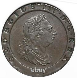 GRANDE-BRETAGNE. George III, Cartwheel en cuivre DEUX PENCE, 1797, NGC détails XF