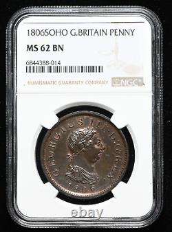 GRANDE-BRETAGNE. George III, Penny, 1806, NGC MS62 BN