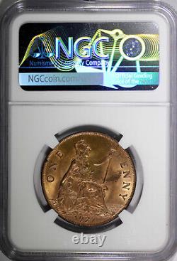 GRANDE-BRETAGNE George V Bronze 1927 1 Penny NGC MS63 RB BELLE ROUGE KM# 826 (23)