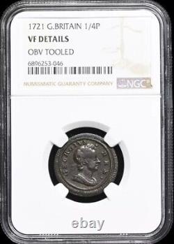 GRANDE-BRETAGNE Monnaie de demi-penny du roi George I, 1721 Angleterre 1714-1727, 1/2p, NGC VF