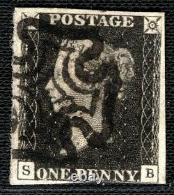Go Penny Black Sg. 2 1d Plaque 10 (sb) Fine MX Usagé Maltese Cross Cat £950 Ored96