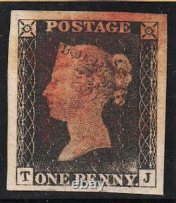 Gran Bretagna 1840 One Penny Black Plate 1a Lett. Tj Superbe Noir Gris