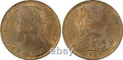 Grand-Bretagne Victoria 1889 Penny, Gem Uncirculated, Certifié Pcgs Ms65-bn