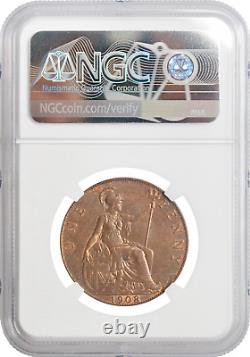 Grande-Bretagne 1 penny 1908, NGC MS63 BN, Roi Edward VII (1902 1910)