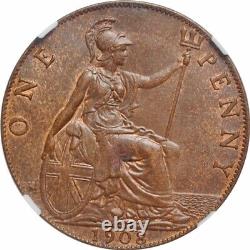 Grande-Bretagne 1 penny 1908, NGC MS63 BN, Roi Edward VII (1902 1910)