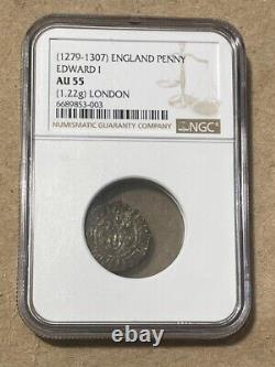 Grande-Bretagne 1279-1307 Penny en argent Edward I (NGC AU 55)